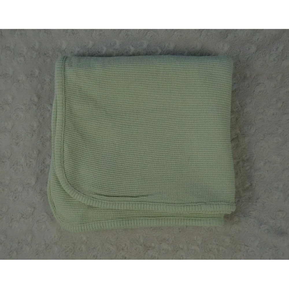 Bright Future Light Solid Green Thermal Baby Blanket Waffle Weave Cotton
